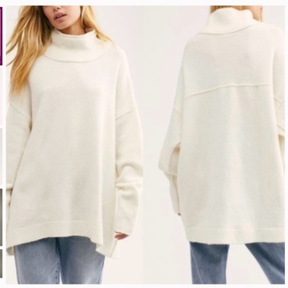 Free People Afterglow Mock Neck Sweater Cream Size M - Picture 1 of 13